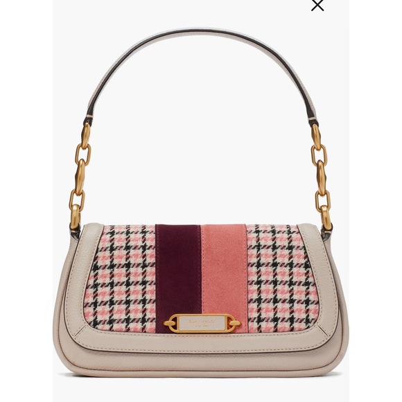kate spade Handbags - Kate Spade Gramercy Small Plaid Twill Racing Stripe Shoulder Bag